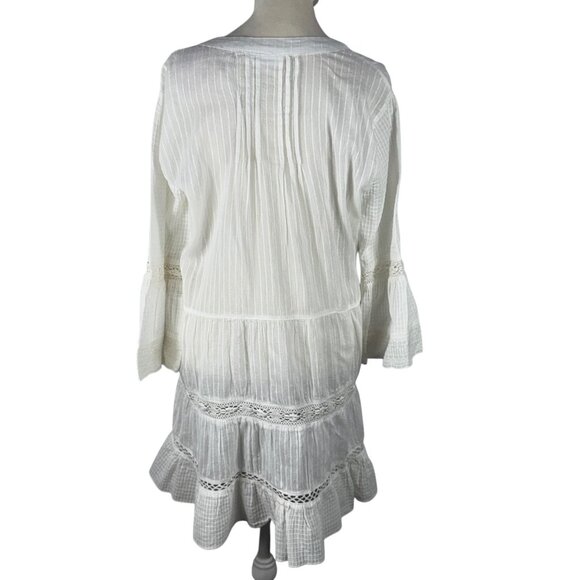 Like new! DOTTI White Cotton Boho Shabby Chic Swim Coverup Size Medium - Picture 5 of 13